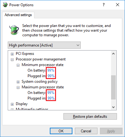 Advanced Power Settings